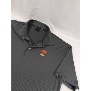 Dunning Golf Polo‎ Shirt Mens XL Black Polo Striped  Perfomance Oak Tree Golf